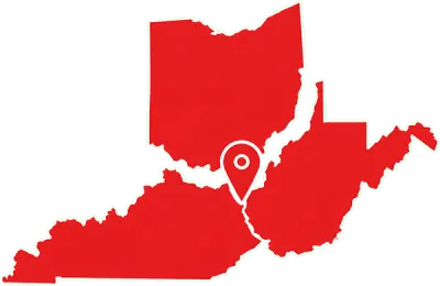 Map of our Kentucky, West Virginia, and Ohio service region